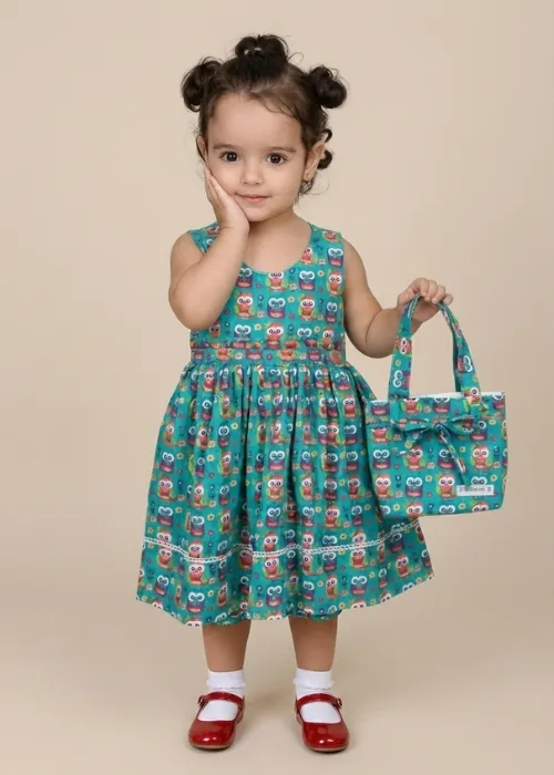 Vestido Verde Corujinhas