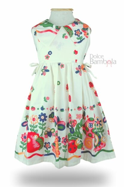 Vestido off-white bichinhos de jardim com gola