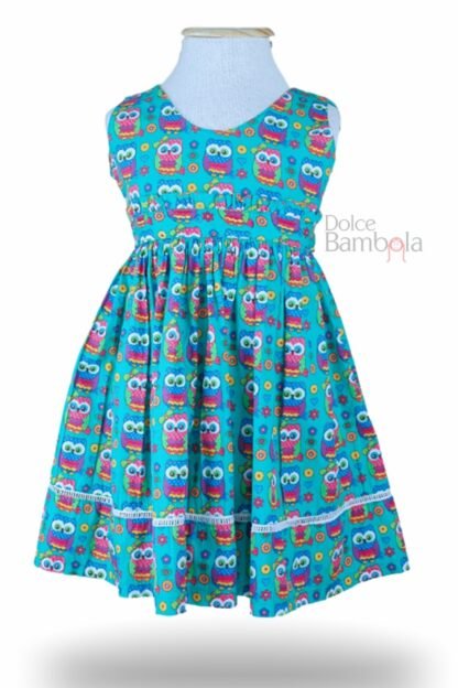 Vestido verde corujinhas