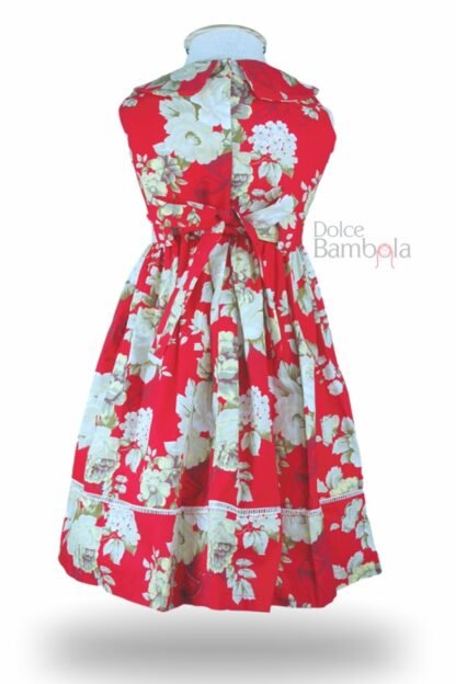 Vestido vermelho com flores creme - Image 2