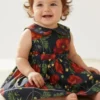 Vestido Floral de Algodão Marinho