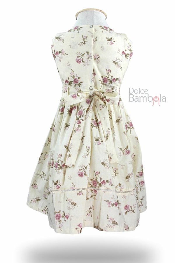 Vestido Offwhite com Flores Lilás - Imagem 3