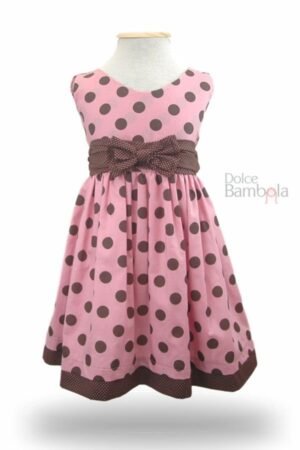 Vestido Poá Rosa e Marrom