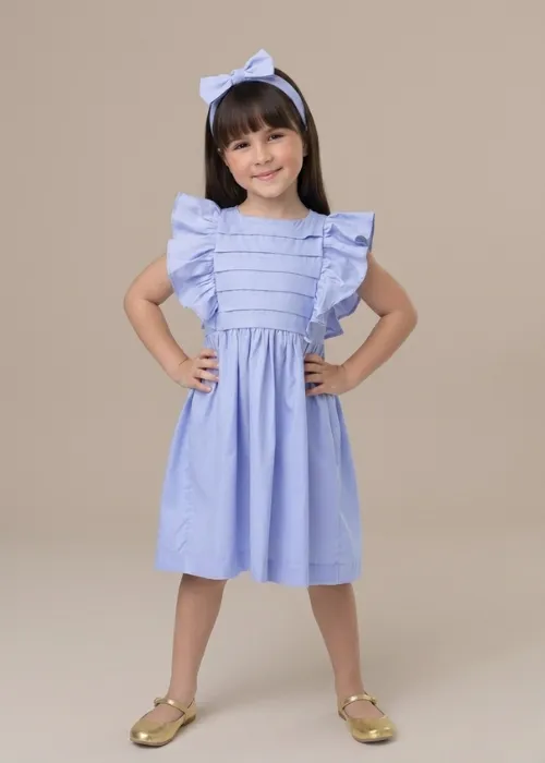 Vestido Infantil Lilás Com Babados