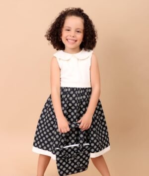 Vestido Classico Off-white e Marinho