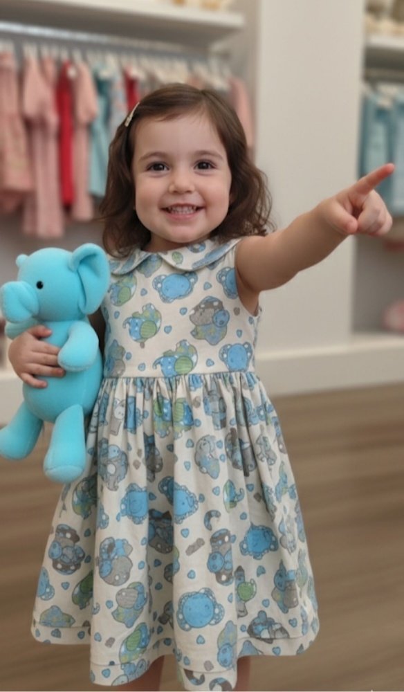 Vestido Amiguinhos Elefantes