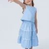 Conjunto Infantil Saia Longa Azul