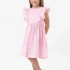 Vestido Infantil Rosa Com Babados
