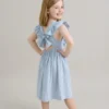 Vestido Infantil Azul Com Babados